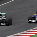 Nico Rosberg (GER) Mercedes-Benz F1 W07 Hybrid and Marcus Ericsson (SWE) Sauber C35 battle at Formula One World Championship, Rd9, Austrian Grand Prix, Race, Spielberg, Austria, Sunday 3 July 2016. © Sutton Images