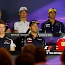 Kevin Magnussen (DEN) Renault Sport F1 Team, Daniil Kvyat (RUS) Scuderia Toro Rosso, Esteban Gutierrez (MEX) Haas F1, Felipe Nasr (BRA) Sauber, Daniel Ricciardo (AUS) Red Bull Racing and Kimi Raikkonen (FIN) Ferrari in the Press Conference at Formula One World Championship, Rd9, Austrian Grand Prix, Preparations, Spielberg, Austria, Thursday 30 June 2016. © Sutton Images