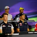 Kevin Magnussen (DEN) Renault Sport F1 Team, Daniil Kvyat (RUS) Scuderia Toro Rosso, Esteban Gutierrez (MEX) Haas F1, Felipe Nasr (BRA) Sauber, Daniel Ricciardo (AUS) Red Bull Racing and Kimi Raikkonen (FIN) Ferrari in the Press Conference at Formula One World Championship, Rd9, Austrian Grand Prix, Preparations, Spielberg, Austria, Thursday 30 June 2016. © Sutton Images