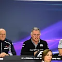 (L to R): Franz Tost (AUT) Scuderia Toro Rosso Team Principal, Dave Ryan (GBR) Manor Racing Racing Director, Robert Fearnley (GBR) Force India F1 Team Deputy Team Principal and Claire Williams (GBR) Williams Deputy Team Principal in the Press Conference at Formula One World Championship, Rd2, Bahrain Grand Prix Practice, Bahrain International Circuit, Sakhir, Bahrain, Friday 1 April 2016. © Sutton Motorsport Images