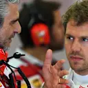 Maurizio Arrivabene (ITA) Ferrari Team Principal and Sebastian Vettel (GER) Ferrari at Formula One World Championship, Rd2, Bahrain Grand Prix Practice, Bahrain International Circuit, Sakhir, Bahrain, Friday 1 April 2016. © Sutton Motorsport Images