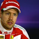 Sebastian Vettel (GER) Ferrari in the press conference at Formula One World Championship, Rd2, Bahrain Grand Prix Qualifying, Bahrain International Circuit, Sakhir, Bahrain, Saturday 2 April 2016. © Sutton Motorsport Images