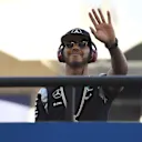 Lewis Hamilton (GBR) Mercedes AMG F1 on the drivers parade at Formula One World Championship, Rd2, Bahrain Grand Prix Race, Bahrain International Circuit, Sakhir, Bahrain, Sunday 3 April 2016. © Sutton Motorsport Images