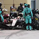 Pit stop for Lewis Hamilton (GBR) Mercedes-Benz F1 W07 Hybrid at Formula One World Championship, Rd2, Bahrain Grand Prix Race, Bahrain International Circuit, Sakhir, Bahrain, Sunday 3 April 2016. © Sutton Motorsport Images