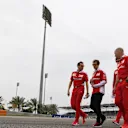 Sebastian Vettel (GER) Ferrari walks the track with Riccardo Adami (ITA) Ferrari Engineer and Jock Clear (GBR) Ferrari Chief Engineer at Formula One World Championship, Rd2, Bahrain Grand Prix Preparations, Bahrain International Circuit, Sakhir, Bahrain, Thursday 31 March 2016. © Sutton Motorsport Images