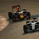 Lewis Hamilton (GBR) Mercedes-Benz F1 W07 Hybrid and Daniil Kvyat (RUS) Red Bull Racing RB12 at Formula One Testing, Day Four, Barcelona, Spain, Thursday 25 February 2016. © Sutton Motorsport Images