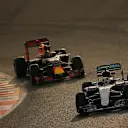 Lewis Hamilton (GBR) Mercedes-Benz F1 W07 Hybrid and Daniil Kvyat (RUS) Red Bull Racing RB12  at Formula One Testing, Day Four, Barcelona, Spain, Thursday 25 February 2016. © Sutton Motorsport Images