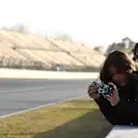 Lara Alvarez (ESP) girlfriend of Fernando Alonso (ESP) McLaren takes a photograph at Formula One Testing, Day One, Barcelona, Spain, Monday 22 February 2016. © Sutton Motorsport Images