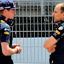 Max Verstappen (NED) Red Bull Racing talks with Gianpiero Lambiase (ITA) Red Bull Racing Race Engineer at Formula One Testing, Day One, Barcelona, Spain, 17 May 2016. © Sutton Images