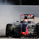 Romain Grosjean (FRA) Haas VF-16 spins into the gravel at Formula One Testing, Day Three, Barcelona, Spain, Thursday 3 March 2016. © Sutton Motorsport Images