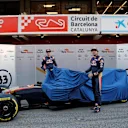Carlos Sainz jr (ESP) Scuderia Toro Rosso and Max Verstappen (NED) Scuderia Toro Rosso take the covers off the Scuderia Toro Rosso STR11 at Formula One Testing, Day One, Barcelona, Spain, Tuesday 1 March 2016. © Sutton Motorsport Images