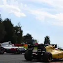 Kevin Magnussen (DEN) Renault Sport F1 Team RS16 and Romain Grosjean (FRA) Haas VF-16 at Formula One World Championship, Rd13, Belgian Grand Prix, Practice, Spa Francorchamps, Belgium, Friday 26 August 2016. © Sutton Images