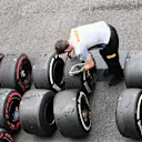 Pirelli engineer with Pirelli tyres at Formula One World Championship, Rd13, Belgian Grand Prix, Practice, Spa Francorchamps, Belgium, Friday 26 August 2016. © Sutton Images