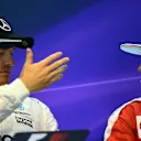 Pole sitter Nico Rosberg (GER) Mercedes AMG F1 and Kimi Raikkonen (FIN) Ferrari in the Press Conference at Formula One World Championship, Rd13, Belgian Grand Prix, Qualifying, Spa Francorchamps, Belgium, Saturday 27 August 2016. © Sutton Images