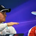Nico Rosberg (GER) Mercedes AMG F1 and Kimi Raikkonen (FIN) Ferrari in the Press Conference at Formula One World Championship, Rd13, Belgian Grand Prix, Qualifying, Spa Francorchamps, Belgium, Saturday 27 August 2016. © Sutton Images