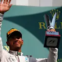 Lewis Hamilton (GBR) Mercedes AMG F1 celebrates on the podium with the trophy at Formula One World Championship, Rd13, Belgian Grand Prix, Race, Spa Francorchamps, Belgium, Sunday 28 August 2016. © Sutton Images