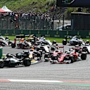 Nico Rosberg (GER) Mercedes-Benz F1 W07 Hybrid leads at the start of the race as Max Verstappen (NED) Red Bull Racing RB12, Kimi Raikkonen (FIN) Ferrari SF16-H and Sebastian Vettel (GER) Ferrari SF16-H collide at Formula One World Championship, Rd13, Belgian Grand Prix, Race, Spa Francorchamps, Belgium, Sunday 28 August 2016. © Sutton Images