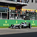Race winner Nico Rosberg (GER) Mercedes-Benz F1 W07 Hybrid crosses the line at Formula One World Championship, Rd13, Belgian Grand Prix, Race, Spa Francorchamps, Belgium, Sunday 28 August 2016. © Sutton Images