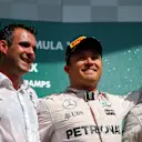 (L to R): Daniel Ricciardo (AUS) Red Bull Racing, Hywel Thomas (GBR) Mercedes AMG F1, Nico Rosberg (GER) Mercedes AMG F1 and Lewis Hamilton (GBR) Mercedes AMG F1 celebrate on the podium at Formula One World Championship, Rd13, Belgian Grand Prix, Race, Spa Francorchamps, Belgium, Sunday 28 August 2016. © Sutton Images