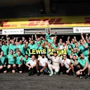 Race winner Nico Rosberg (GER) Mercedes AMG F1 celebrates with Lewis Hamilton (GBR) Mercedes AMG F1 and the team at Formula One World Championship, Rd13, Belgian Grand Prix, Race, Spa Francorchamps, Belgium, Sunday 28 August 2016. © Sutton Images