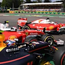 Max Verstappen (NED) Red Bull Racing RB12, Kimi Raikkonen (FIN) Ferrari SF16-H and Sebastian Vettel (GER) Ferrari SF16-H collide at the start of the race at Formula One World Championship, Rd13, Belgian Grand Prix, Race, Spa Francorchamps, Belgium, Sunday 28 August 2016. © Sutton Images