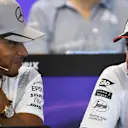 Lewis Hamilton (GBR) Mercedes AMG F1 and Fernando Alonso (ESP) McLaren in the Press Conference at Formula One World Championship, Rd13, Belgian Grand Prix, Preparations, Spa Francorchamps, Belgium, Thursday 25 August 2016. © Sutton Images