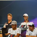 ler Daniil Kvyat (RUS) Scuderia Toro Rosso, Romain Grosjean (FRA) Haas F1, Esteban Ocon (FRA) Manor Racing, Max Verstappen (NED) Red Bull Racing, Lewis Hamilton (GBR) Mercedes AMG F1  and Fernando Alonso (ESP) McLaren in the Press Conference at Formula One World Championship, Rd13, Belgian Grand Prix, Preparations, Spa Francorchamps, Belgium, Thursday 25 August 2016. © Sutton Images