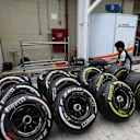 Force India Mechanic with Pirelli tyres at Formula One World Championship, Rd20, Brazilian Grand Prix, Practice, Interlagos, Sao Paulo, Brazil, Friday 11 November 2016. © Sutton Images