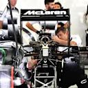 McLaren mechanics work on the car of Fernando Alonso (ESP) McLaren MP4-31 at Formula One World Championship, Rd20, Brazilian Grand Prix, Qualifying, Interlagos, Sao Paulo, Brazil, Saturday 12 November 2016. © Sutton Images