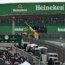 The crashed car of Kimi Raikkonen (FIN) Ferrari SF16-H is recovered at Formula One World Championship, Rd20, Brazilian Grand Prix, Race, Interlagos, Sao Paulo, Brazil, Sunday 13 November 2016. © Sutton Images