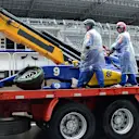 The crashed car of Marcus Ericsson (SWE) Sauber C35 is recovered at Formula One World Championship, Rd20, Brazilian Grand Prix, Race, Interlagos, Sao Paulo, Brazil, Sunday 13 November 2016. © Sutton Images