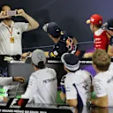 Matteo Bonciani (ITA) FIA Media Delegate takes a photo of Daniel Ricciardo (AUS) Red Bull Racing, Sebastian Vettel (GER) Ferrari, Max Verstappen (NED) Red Bull Racing, Charlie Whiting (GBR) FIA Delegate, Lewis Hamilton (GBR) Mercedes AMG F1, Felipe Massa (BRA) Williams and Nico Rosberg (GER) Mercedes AMG F1 in the Press Conference at Formula One World Championship, Rd20, Brazilian Grand Prix, Preparations, Interlagos, Sao Paulo, Brazil, Thursday 10 November 2016. © Sutton Images