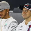 Lewis Hamilton (GBR) Mercedes AMG F1 and Felipe Massa (BRA) Williams in the Press Conference at Formula One World Championship, Rd20, Brazilian Grand Prix, Preparations, Interlagos, Sao Paulo, Brazil, Thursday 10 November 2016. © Sutton Images