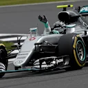 Nico Rosberg (GER) Mercedes-Benz F1 W07 Hybrid waves and celebrates at the end of Q3 at Formula One World Championship, Rd10, British Grand Prix, Qualifying, Silverstone, England, Saturday 9 July 2016. © Sutton Images