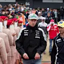 Nico Hulkenberg (GER) Force India F1 and Felipe Nasr (BRA) Sauber on the drivers parade at Formula One World Championship, Rd10, British Grand Prix, Race, Silverstone, England, Sunday 10 July 2016. © Sutton Images