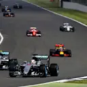 Lewis Hamilton (GBR) Mercedes-Benz F1 W07 Hybrid leads Nico Rosberg (GER) Mercedes-Benz F1 W07 Hybrid at Formula One World Championship, Rd10, British Grand Prix, Race, Silverstone, England, Sunday 10 July 2016. © Sutton Images