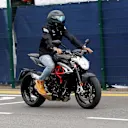 Lewis Hamilton (GBR) Mercedes AMG F1 on a MV Agusta Dragster motorcycle at Formula One World Championship, Rd10, British Grand Prix, Preparations, Silverstone, England, Thursday 7 July 2016. © Sutton Images