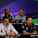 (L to R): Franz Tost (AUT) Scuderia Toro Rosso Team Principal, Guenther Steiner (ITA) Haas F1 Team Prinicipal, Robert Fearnley (GBR) Force India F1 Team Deputy Team Principal, Dave Ryan (GBR) Manor Racing Racing Director, Christian Horner (GBR) Red Bull Racing Team Principal and Jock Clear (GBR) Ferrari Chief Engineer in the Press Conference at Formula One World Championship, Rd7, Canadian Grand Prix, Practice, Montreal, Canada, Friday 10 June 2016. © Sutton Images