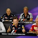 (L to R): Guenther Steiner (ITA) Haas F1 Team Prinicipal, Franz Tost (AUT) Scuderia Toro Rosso Team Principal, Christian Horner (GBR) Red Bull Racing Team Principal, Robert Fearnley (GBR) Force India F1 Team Deputy Team Principal, Jock Clear (GBR) Ferrari Chief Engineer and Dave Ryan (GBR) Manor Racing Racing Director in the Press Conference at Formula One World Championship, Rd7, Canadian Grand Prix, Practice, Montreal, Canada, Friday 10 June 2016. © Sutton Images