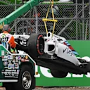 The crashed car of Felipe Massa (BRA) Williams FW38 is recovered   in FP1 at Formula One World Championship, Rd7, Canadian Grand Prix, Practice, Montreal, Canada, Friday 10 June 2016. © Sutton Images