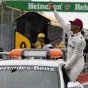 Pole sitter Lewis Hamilton (GBR) Mercedes AMG F1 celebrates in parc ferme at Formula One World Championship, Rd7, Canadian Grand Prix, Qualifying, Montreal, Canada, Saturday 11 June 2016. © Sutton Images