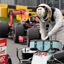 Pole sitter Lewis Hamilton (GBR) Mercedes-Benz F1 W07 Hybrid in parc ferme at Formula One World Championship, Rd7, Canadian Grand Prix, Qualifying, Montreal, Canada, Saturday 11 June 2016. © Sutton Images