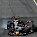 Daniil Kvyat (RUS) Scuderia Toro Rosso STR11 and Carlos Sainz jr (ESP) Scuderia Toro Rosso STR11 locks up at Formula One World Championship, Rd7, Canadian Grand Prix, Race, Montreal, Canada, Sunday 12 June 2016. © Sutton Images