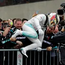 Race winner Lewis Hamilton (GBR) Mercedes AMG F1 celebrates in parc ferme with the team at Formula One World Championship, Rd7, Canadian Grand Prix, Race, Montreal, Canada, Sunday 12 June 2016. © Sutton Images