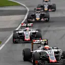 Esteban Gutierrez (MEX) Haas VF-16 leads Romain Grosjean (FRA) Haas VF-16 at Formula One World Championship, Rd7, Canadian Grand Prix, Race, Montreal, Canada, Sunday 12 June 2016. © Sutton Images