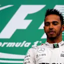 Race winner Lewis Hamilton (GBR) Mercedes AMG F1 celebrateson the podium at Formula One World Championship, Rd7, Canadian Grand Prix, Race, Montreal, Canada, Sunday 12 June 2016. © Sutton Images