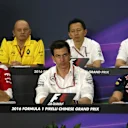 (L to R): Frederic Vasseur (FRA) Renault Sport F1 Team Racing Director, Yusuke Hasegawa (JPN) Head of Honda Motorsport, Eric Boullier (FRA) McLaren Racing Director, Maurizio Arrivabene (ITA) Ferrari Team Principal, Toto Wolff (AUT) Mercedes AMG F1 Director of Motorsport and Christian Horner (GBR) Red Bull Racing Team Principal in the Press Conference at Formula One World Championship, Rd3, Chinese Grand Prix, Practice, Shanghai, China, Friday 15 April 2016. © Sutton Motorsport Images