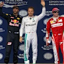 (L to R): Daniel Ricciardo (AUS) Red Bull Racing, Nico Rosberg (GER) Mercedes AMG F1 and Kimi Raikkonen (FIN) Ferrari in parc ferme at Formula One World Championship, Rd3, Chinese Grand Prix, Qualifying, Shanghai, China, Saturday 16 April 2016. © Sutton Motorsport Images