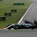 Lewis Hamilton (GBR) Mercedes-Benz F1 W07 Hybrid with front wing damage on lap one at Formula One World Championship, Rd3, Chinese Grand Prix, Race, Shanghai, China, Sunday 17 April 2016. © Sutton Motorsport Images