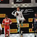 Sebastian Vettel (GER) Ferrari, Nico Rosberg (GER) Mercedes AMG F1 and Daniil Kvyat (RUS) Red Bull Racing celebrate on the podium at Formula One World Championship, Rd3, Chinese Grand Prix, Race, Shanghai, China, Sunday 17 April 2016. © Sutton Motorsport Images